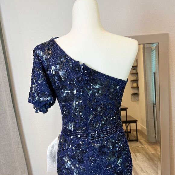 NEW MAC DUGGAL SEQUINED ONE SHOULDER EVENING GOWN - Picture 8 of 13